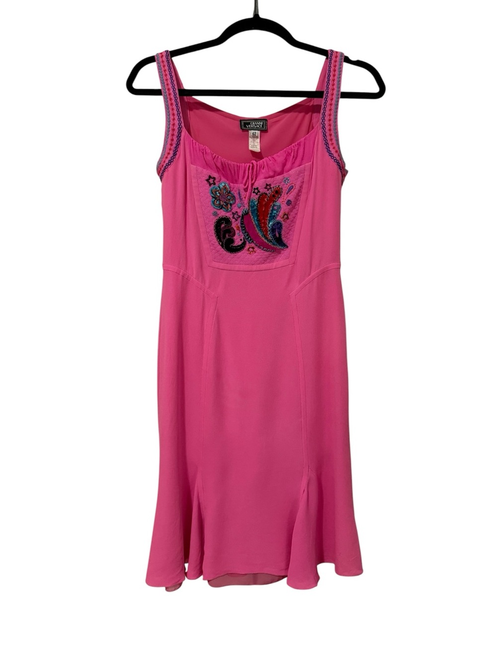 Vintage Gianni Versace Pink Embroidered Mini Dress (Size 8)